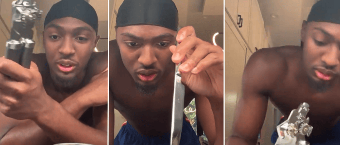 Tyrese Maxey asks for help on how to use a can opener on IG Live (IG: tyresemaxey)